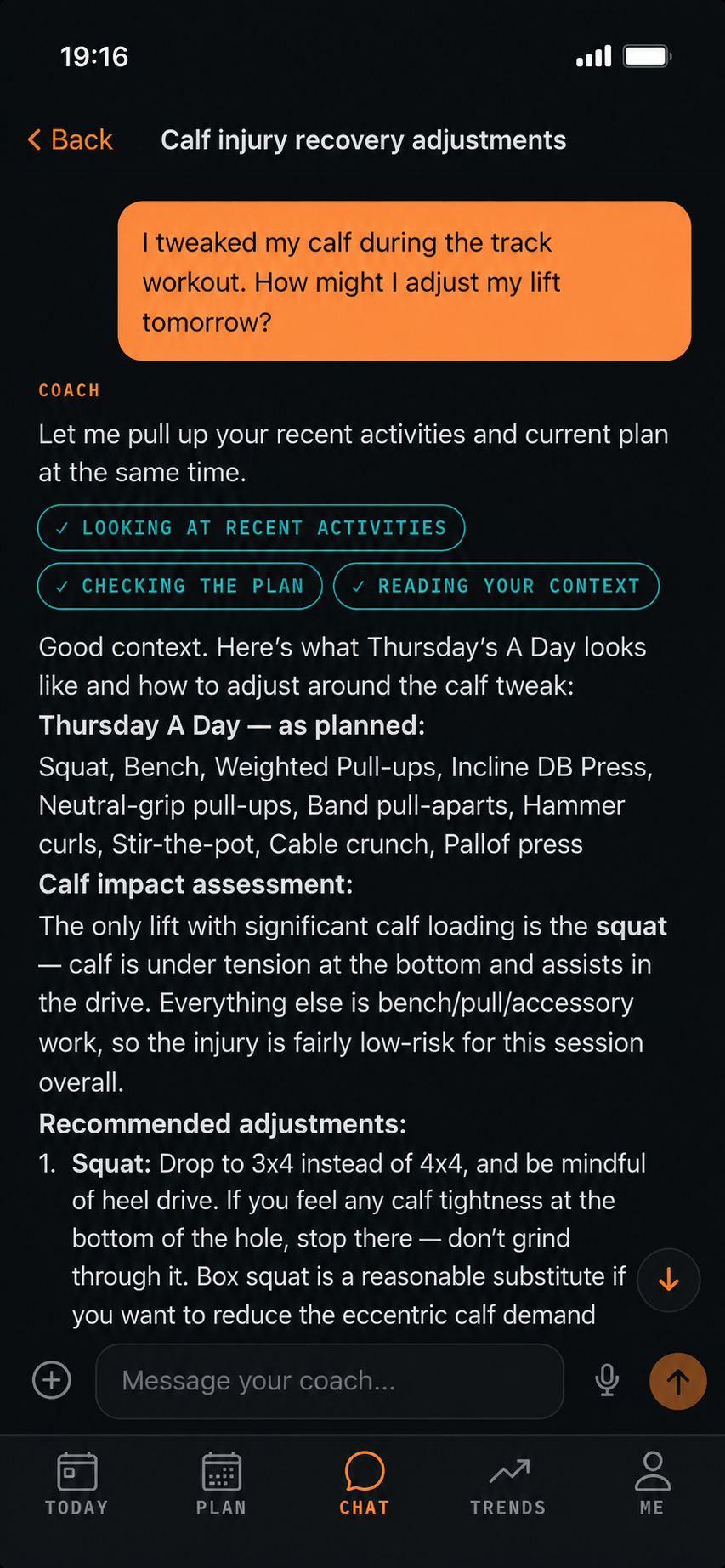 Adaptive replanning chat